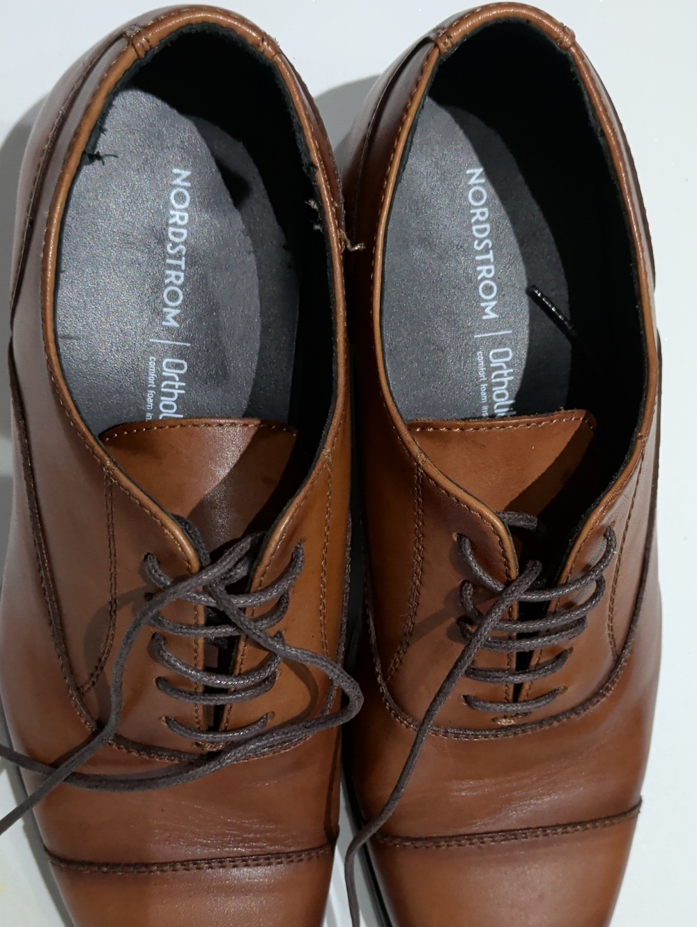 Nordstrom Ortholight Brown Leather Cap-Toe Oxfords